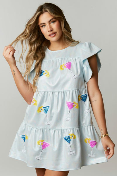 Pearlescent Martini Me Ruffle Mini Dress