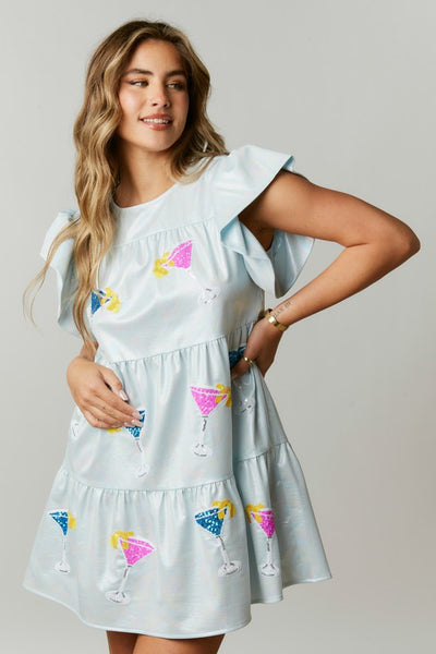 Pearlescent Martini Me Ruffle Mini Dress