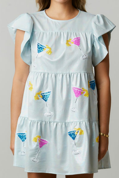 Pearlescent Martini Me Ruffle Mini Dress