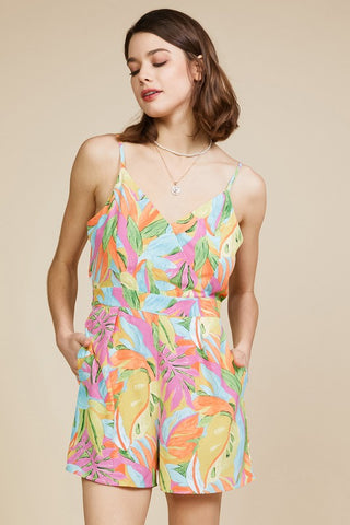 Back Tie Floral Romper