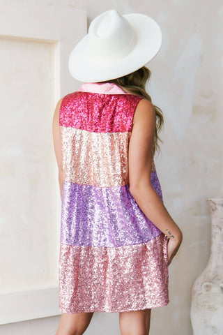 Sequin Color Block Mini Dress