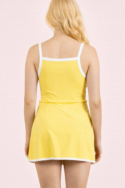 VERY J - ND32134-Front Slit Activewear Mini Dress W/ Inside Shorts