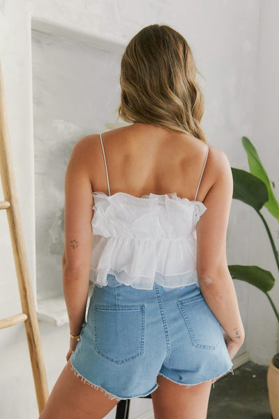 Shimmer Ruffle Tulle Cami