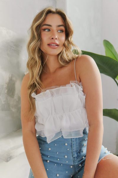 Shimmer Ruffle Tulle Cami