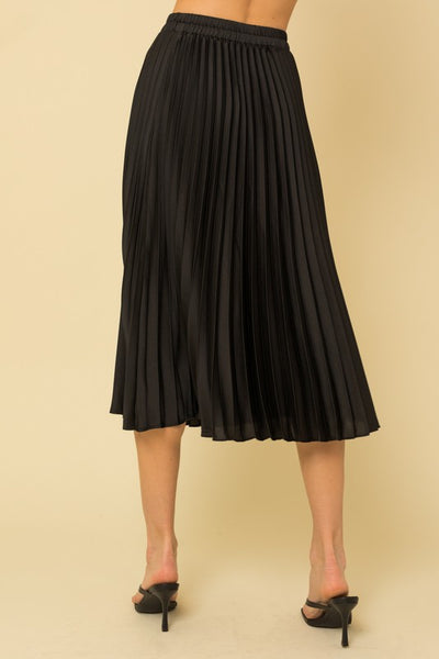 Sunburst Satin Pleated Maxi Skirt