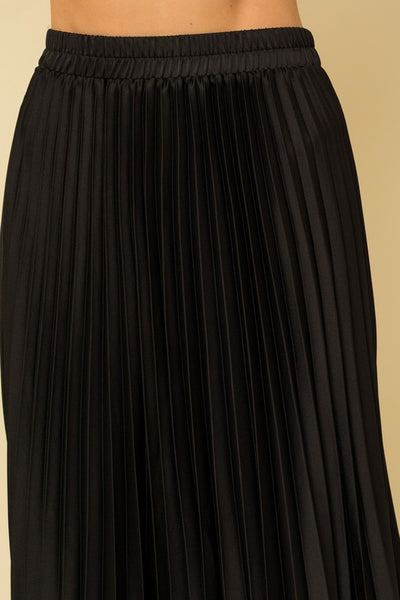 Sunburst Satin Pleated Maxi Skirt