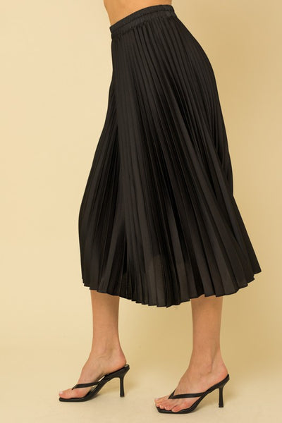 Sunburst Satin Pleated Maxi Skirt