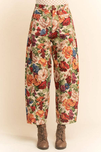 Davi & Dani - Printed Tapestry Barrel-Leg Pants