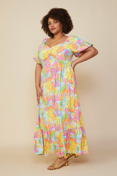 Floral Print Smocked Back Maxi Dress