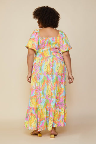 Floral Print Smocked Back Maxi Dress
