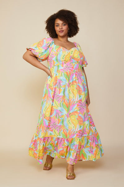 Floral Print Smocked Back Maxi Dress