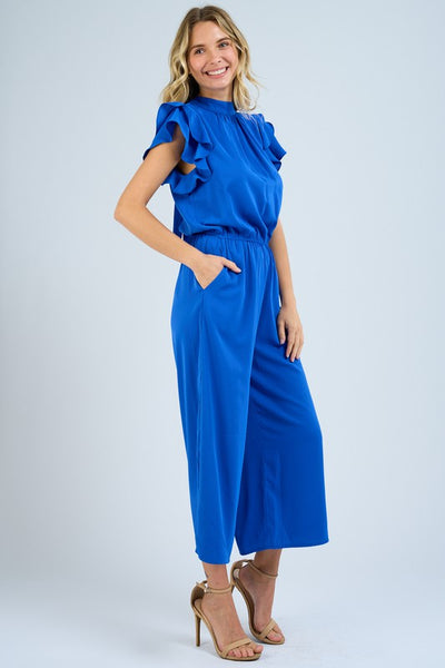 Tie Back Ruffle Sleeve Jumpsuit