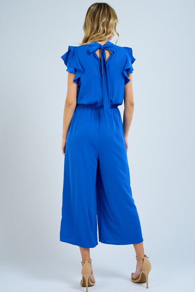 Tie Back Ruffle Sleeve Jumpsuit