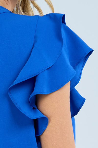Tie Back Ruffle Sleeve Jumpsuit