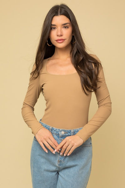 Long Sleeve Square Neck Bodysuit - Multiple Colors