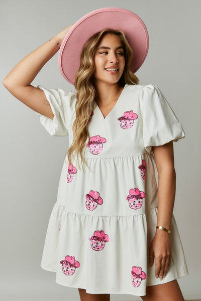 Sequin Cowgirl Disco Ball Patch Dress