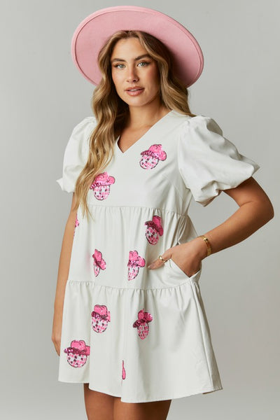 Sequin Cowgirl Disco Ball Patch Dress