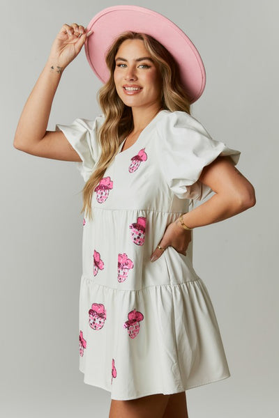 Sequin Cowgirl Disco Ball Patch Dress