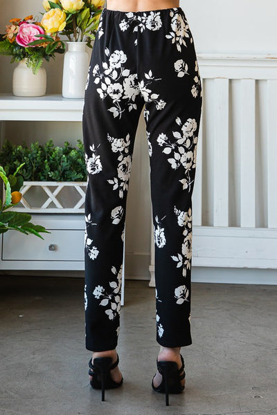 Black & White Floral Stretch Pants
