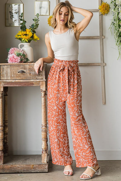 Rust Printed Casual Pants