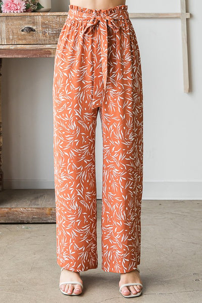 Rust Printed Casual Pants