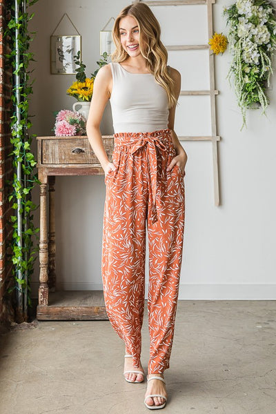 Rust Printed Casual Pants