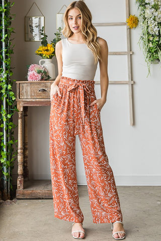 Rust Printed Casual Pants