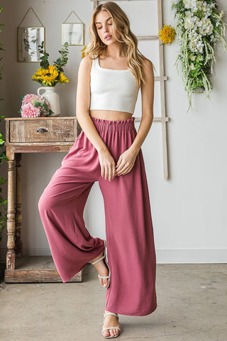 Dusty Rose Paper Bag Waist Pants