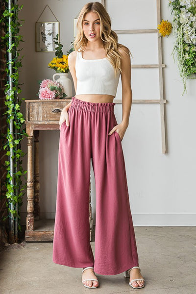 Dusty Rose Paper Bag Waist Pants
