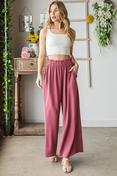 Dusty Rose Paper Bag Waist Pants
