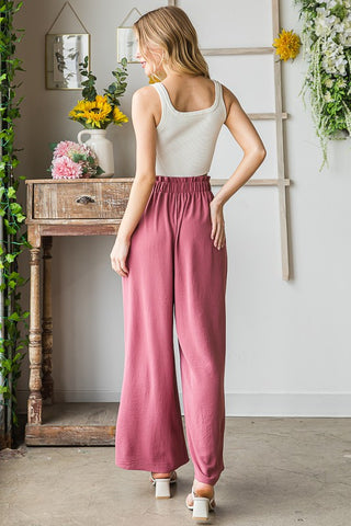 Dusty Rose Paper Bag Waist Pants