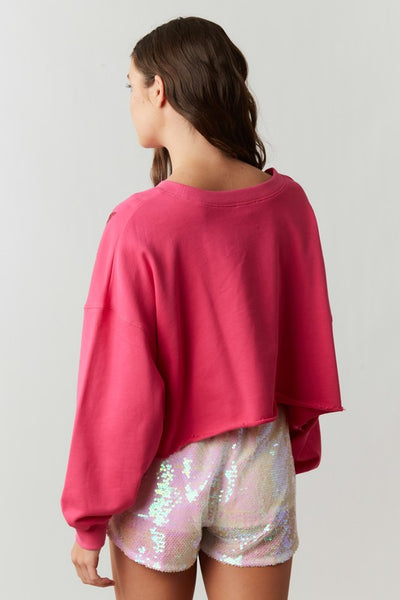 Starry Rhinestone Cropped Sweatshirt - Multiple Colors