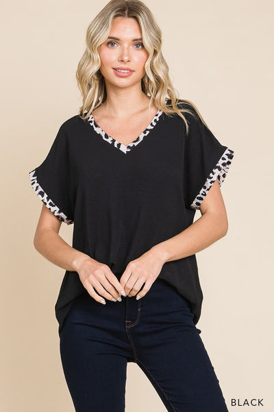 Animal Print Edges Blouse Top