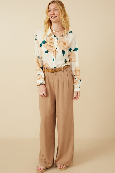 Women's Romantic Floral Soft Stain Button Up Shirt