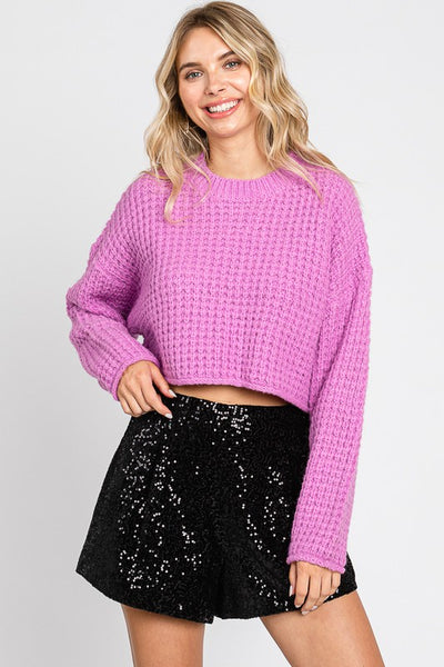 Lavender Waffle Knit Sweater
