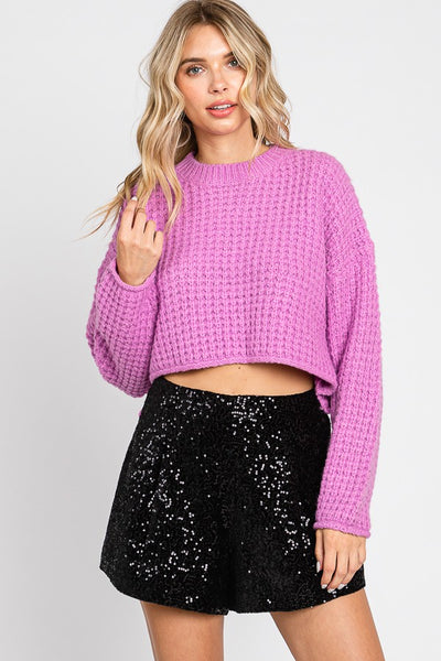 Lavender Waffle Knit Sweater