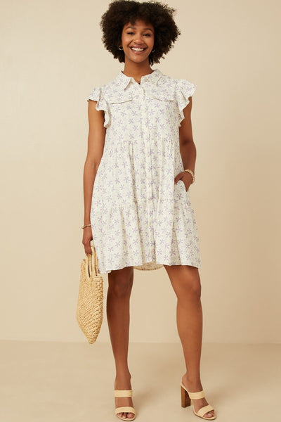 Women's Floral Print Collared Tank Dress