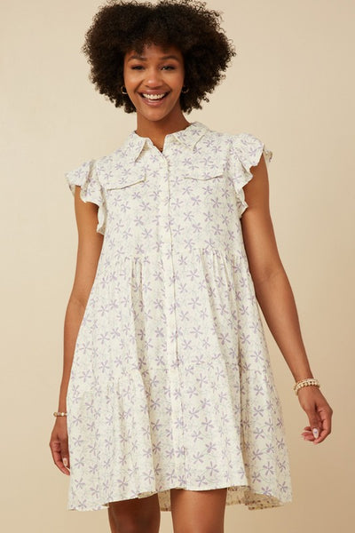 Women's Floral Print Collared Tank Dress