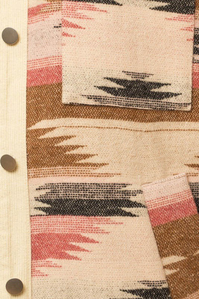 Corduroy & Aztec Print Mix Shacket