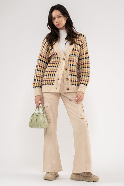 Multi Color Boyfriend Knit Cardigan