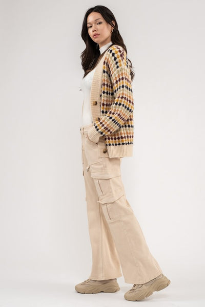 Multi Color Boyfriend Knit Cardigan