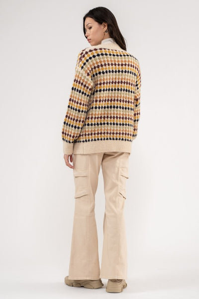 Multi Color Boyfriend Knit Cardigan