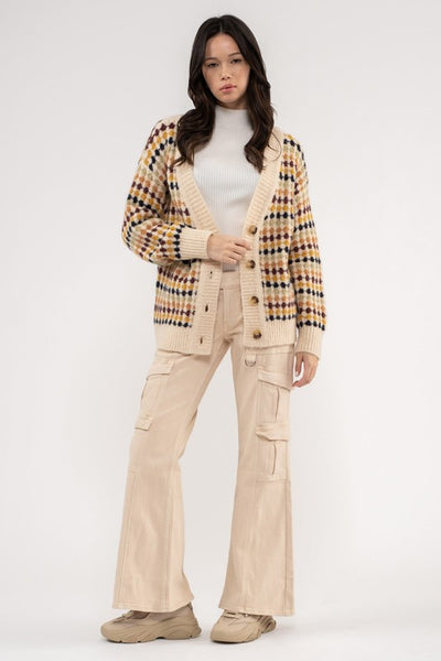 Multi Color Boyfriend Knit Cardigan