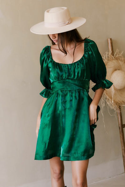 Hunter Green Organza Holiday Dress