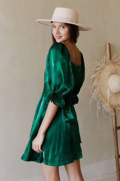 Hunter Green Organza Holiday Dress