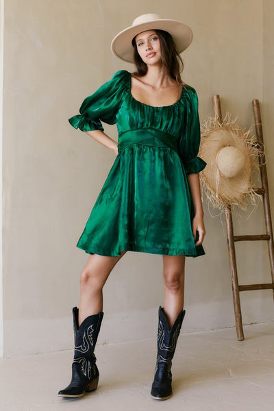 Hunter Green Organza Holiday Dress