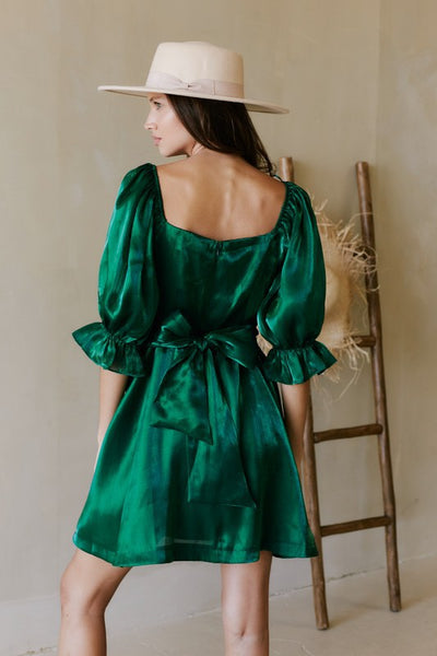 Hunter Green Organza Holiday Dress