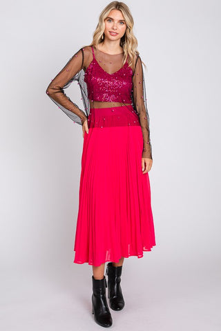Hot Pink Midi Long Skirt