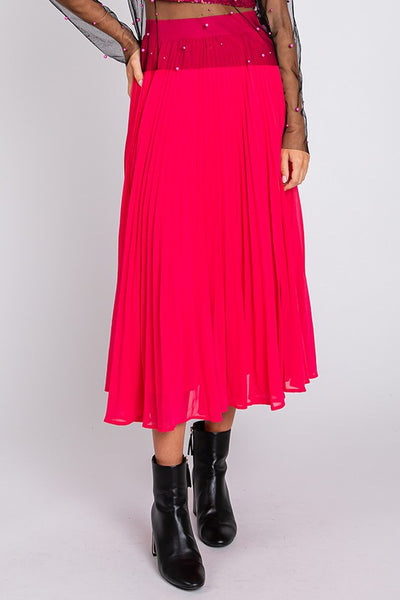 Hot Pink Midi Long Skirt