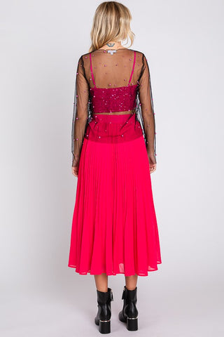 Hot Pink Midi Long Skirt